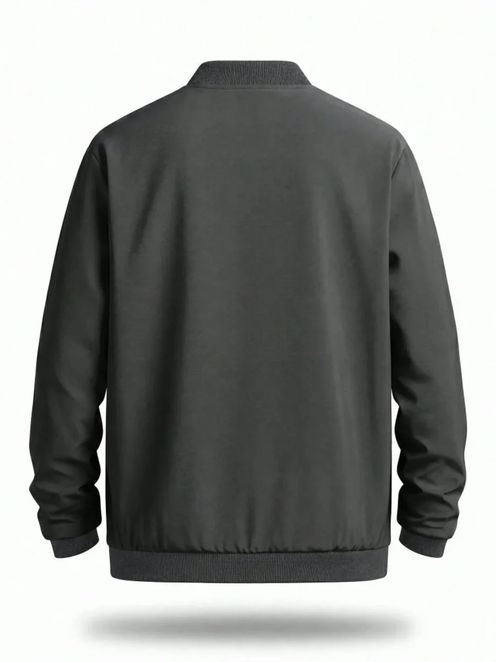 Dark Grey Casual Men's Regular Fit Thermal-Lined Collar Bomber Jacket